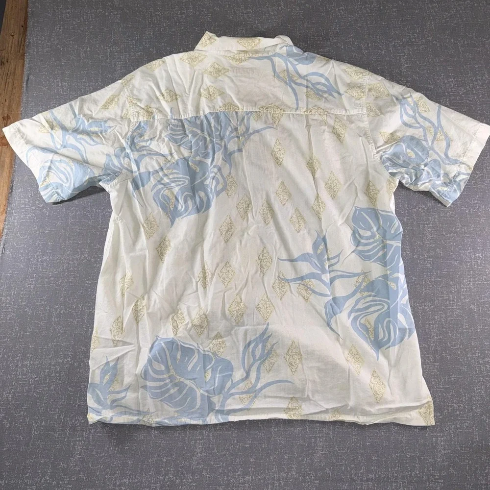 Quiksilver Edition Shirt Mens 2XL White Hawaiian Aloha Button Up Short Sleeve